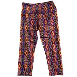 ONZIE Boho - Hippy Multicolor Geometric Capri Leggings S/M High Rise Yoga Pants